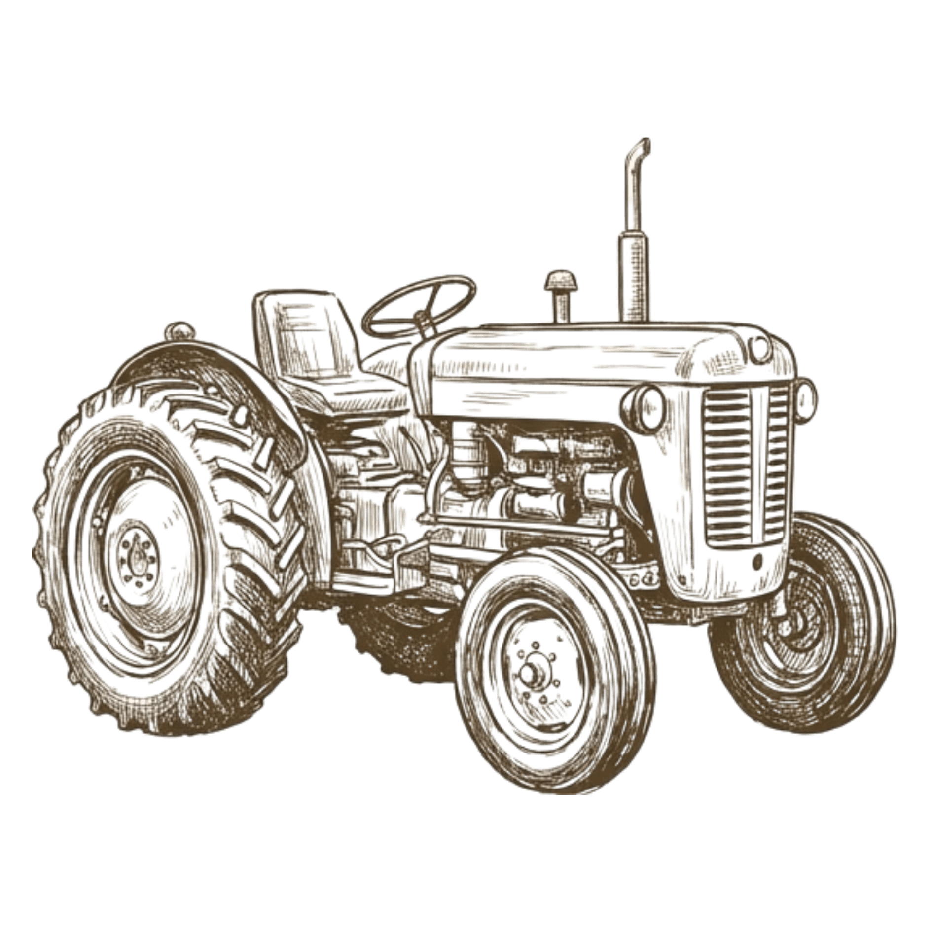 Hand-drawn illustration of a vintage tractor