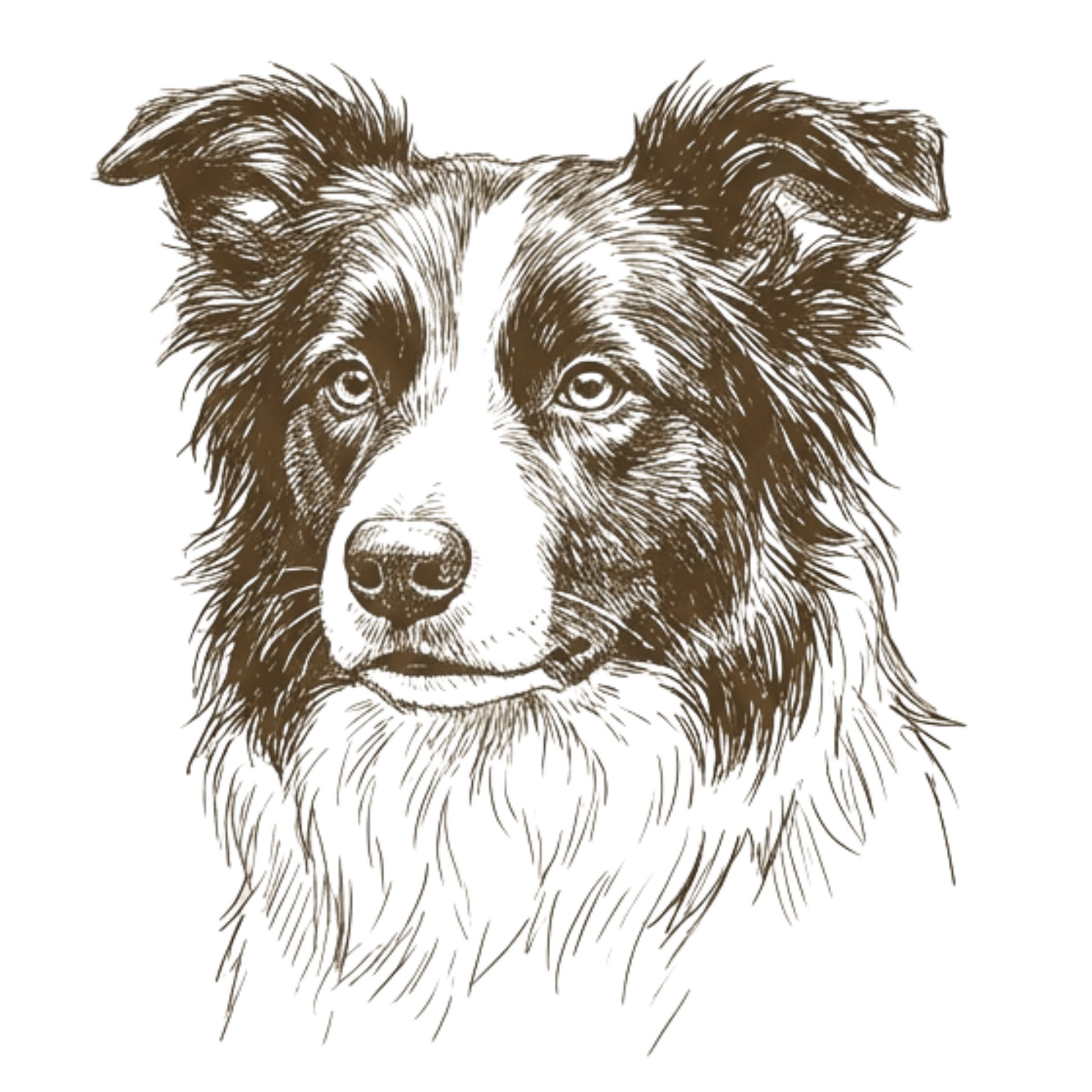Hand-drawn illustration of a sheepdog